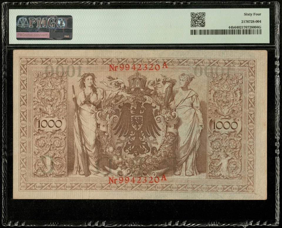 GERMANY - GERMANY - 1000 Mark 1910 Pick 44b Banknote NEW / PMG Choice Unc 64 - Image 2 of 3