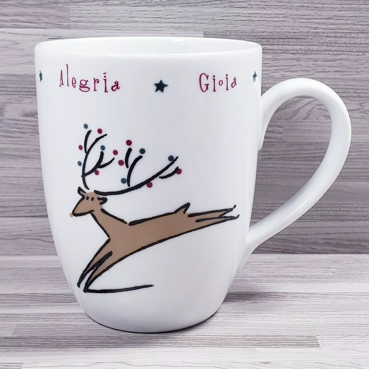 World Market Reindeer Christmas Holiday 10 oz. Coffee Mug Cup White