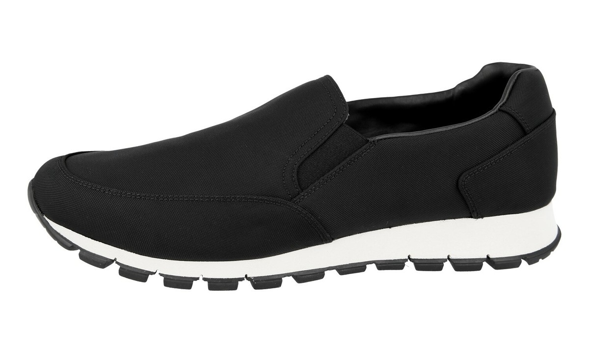専用 Prada Square Toe Nylon Leather Shoes PRADA Nylon Leather Slip-on PRAX Sneakers - 4D2805 - Black NEW | eBay