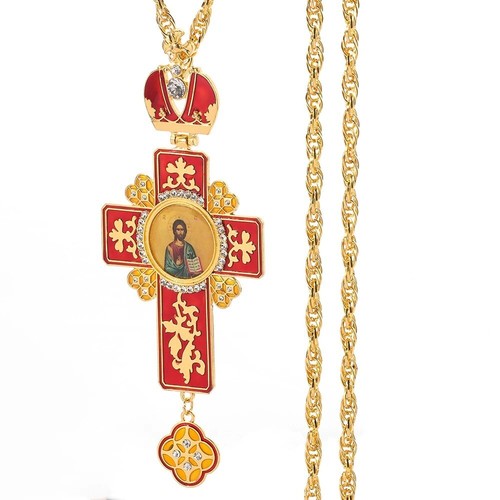 Pectoral Cross Orthodox Pendants Chain Religious Art Jesus Badge Cross Necklace - Picture 17 of 24
