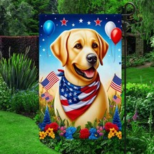 Patriotic Yellow Labrador Retriever Dog 4th Of July Flag Graden Flag
