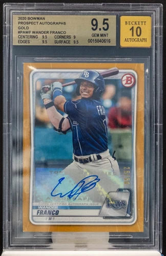 Wander Franco 2020 Bowman Gold Prospect RC Auto /50 Rays BGS 9.5/10 GEM MINT