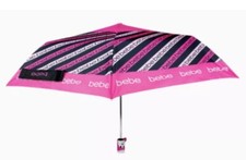 BEBE Designer Umbrella Easy Auto-Opens Pink  Black NWT MSRP 40