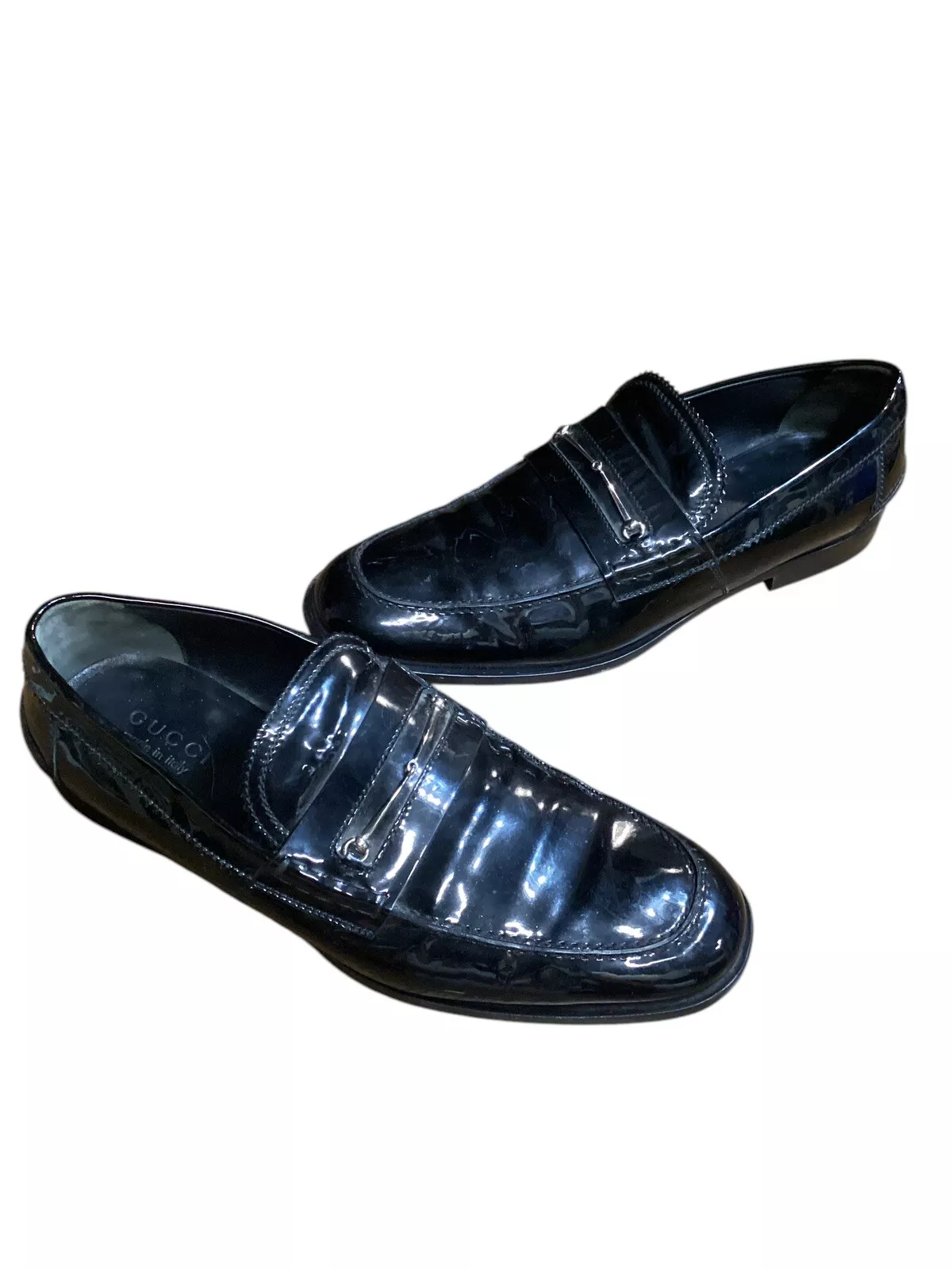 Mocassins habillés homme Gucci horsebit cuir verni taille 10,5