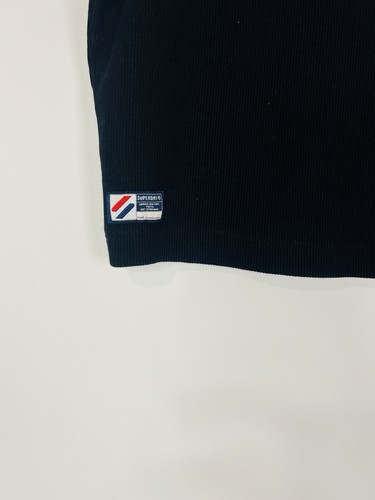 Superdry Crop T-shirt Size 14 / US10 Fitted Ribbed Black Organic Cotton Tee - Picture 3 of 7