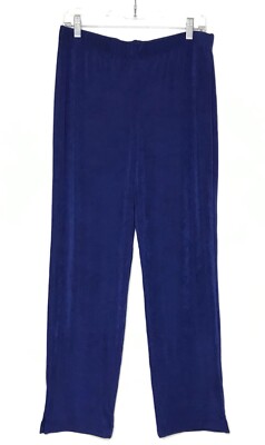 Chicos Travelers Womens Rumba Slinky Stretchy Pull On Pants Size 1 Dormant Blue