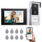 Tmezon WiFi Video Intercom System Doorbell with Camera 7' Touch Monitor Rfid
