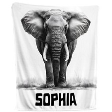 Majestic Elephant Blanket - Personalized Fleece, Elephant Child Kids Baby Gift