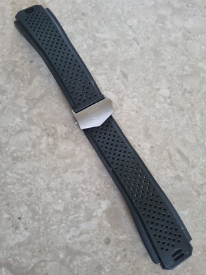 Replacement Rubber Watch Band For Tag Heuer Aquaracer 300 WAY201B Calibre 5 – 22mm Black Strap, Handmade