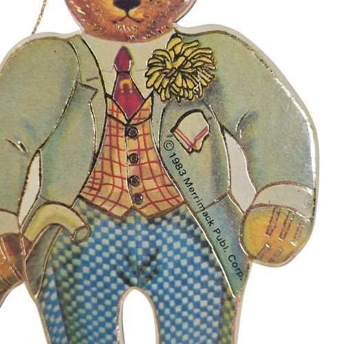 Teddy Bear Christmas Ornament Merrimack 1983 Vintage Die-Cut Victorian Holiday - Picture 2 of 6