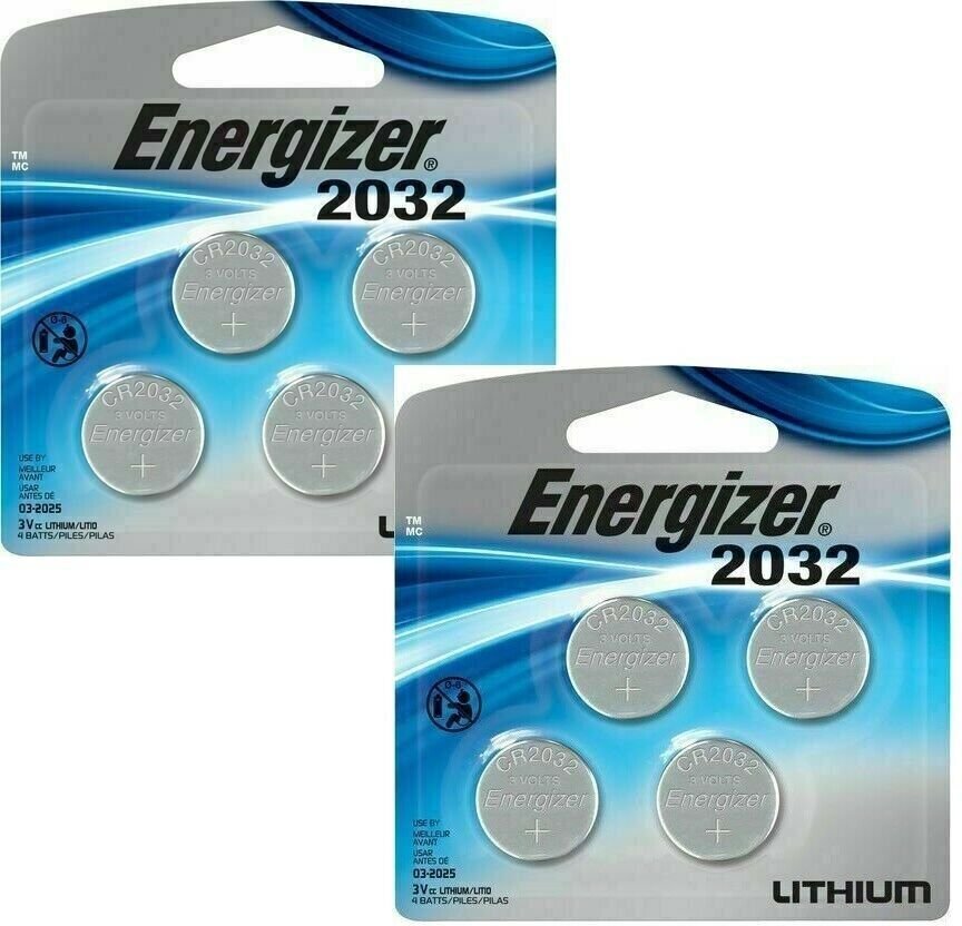 Brand New 2X 4-Pack Energizer Batteries CR2032 3V Lithium Coin Cell 8 Total Ct