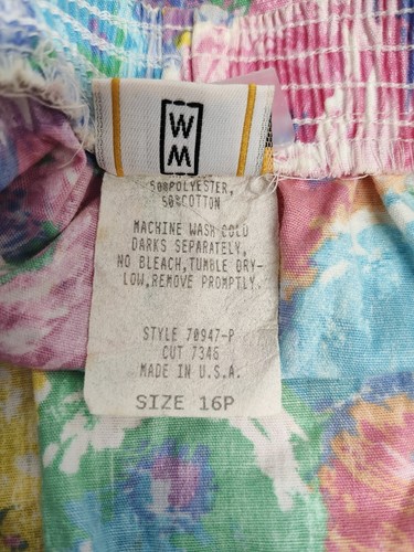 VTG Wardrobe Maker Elastic Waist Knee Length Pastel Floral A Line Skirt Size 16P - Picture 8 of 8