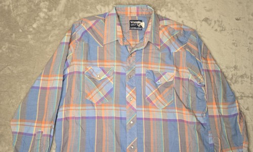 Wrangler Pearl Snap Shirt Men's X Long Tails Cowboy Western Made In USA Plaid XL - Picture 2 of 15