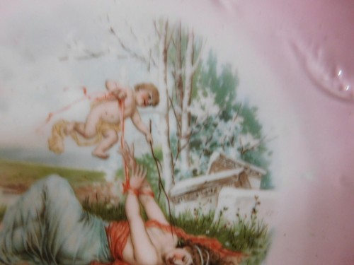 Dish New Art Decor Polychrome Scene Amatory To Cherub - Picture 10 of 12