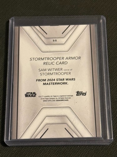 2024 Topps Star Wars Masterwork Stormtrooper Armor Relic S-5 - Picture 2 of 2