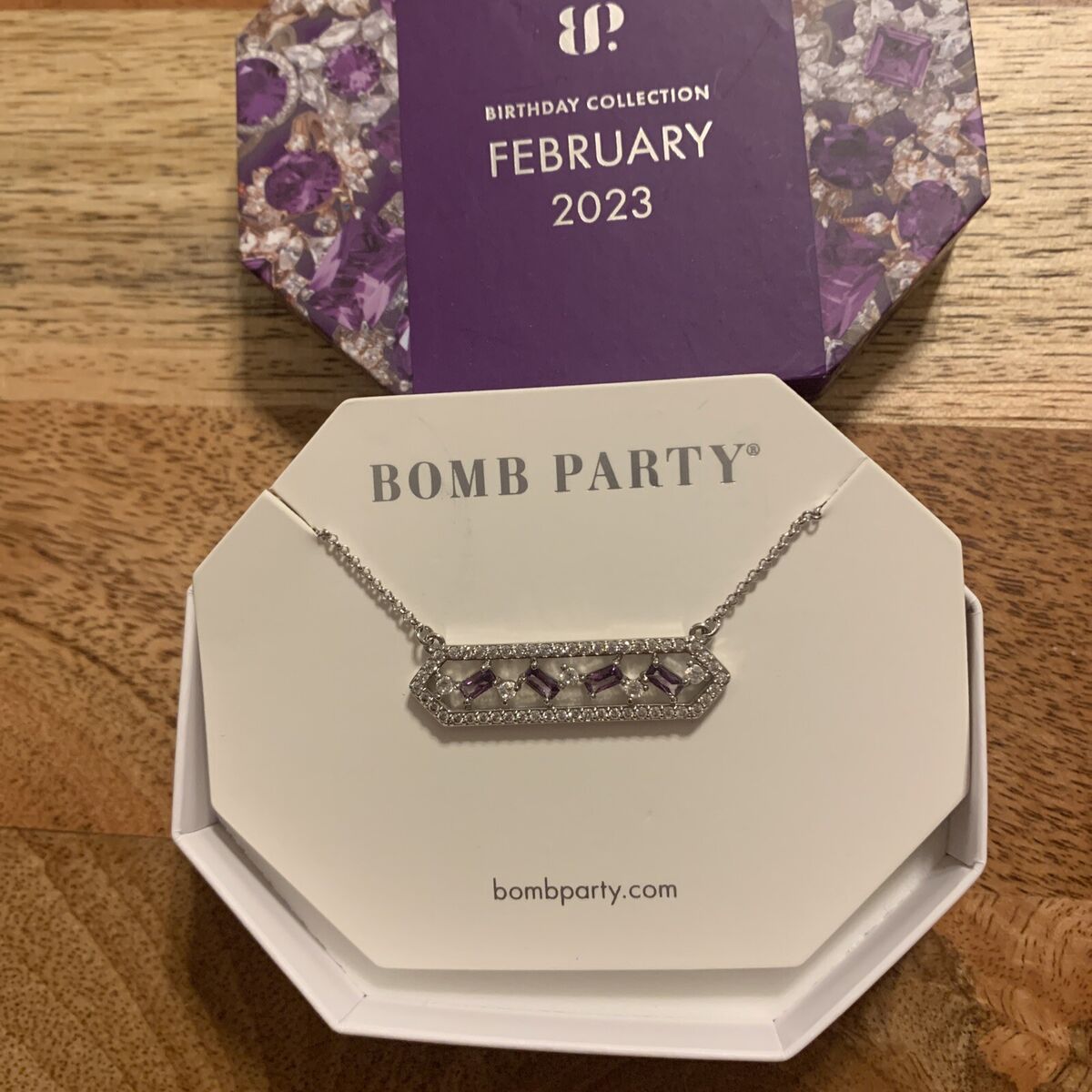 Ring Bomb Party. RBP5761. Maze of Sparkle. February 2023 Necklace Amethyst  CZ