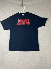 Boston Red Sox World's Greatest Dad T-Shirt Mens XXL Navy Blue EUC