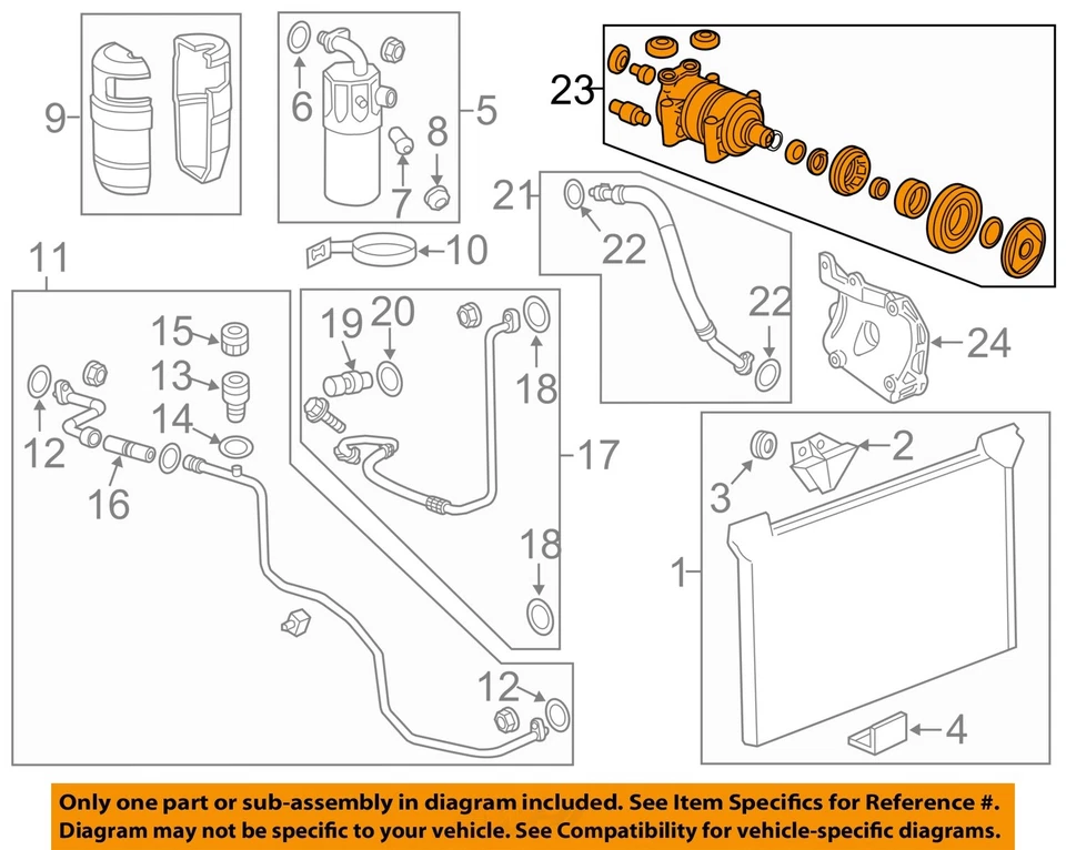 Compresor de aire acondicionado 6,6 L AT 4x4 PN MC447280-0780 OEM 11 12 13 14 GMC Sierra 3500 Foto 3 de 4