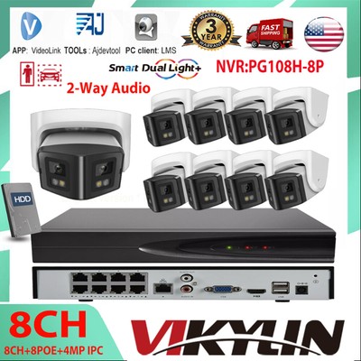8CH NVR Security Camera System Dual lens 180° Panoramic 4MP IP Camera Dual Light