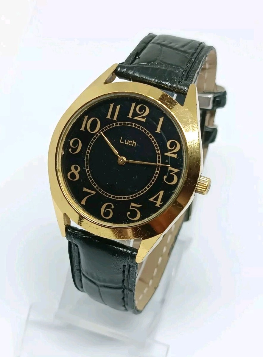 ✩ Vintage Watch LUCH Mechanical Mens Wrist Watch 15 Jewels Gold