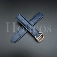 D/Blue Genuine Leather Alligator Watch Band Strap Fits For CARTIER Ballon Bleu