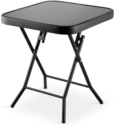 Folding Side Table Glass Top Small Side Stool Drink Coffee Garden Home Furniture