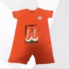 Converse All Star Red/White Baby Romper  Matching Socks 2pc Set - SZ 9 Months