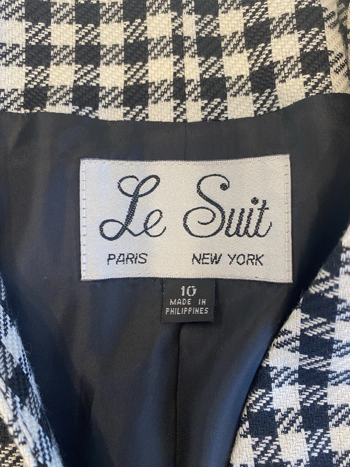 Винтажный Le костюм Blazer куртка женский размер 10 черный и белый опрятный 80-х большого размера - Изображение 4 из 4