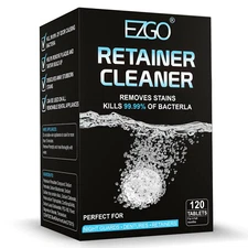 EZGO 120 Retainer Cleaner Denture Cleanser Tablets for Invisalign Mint