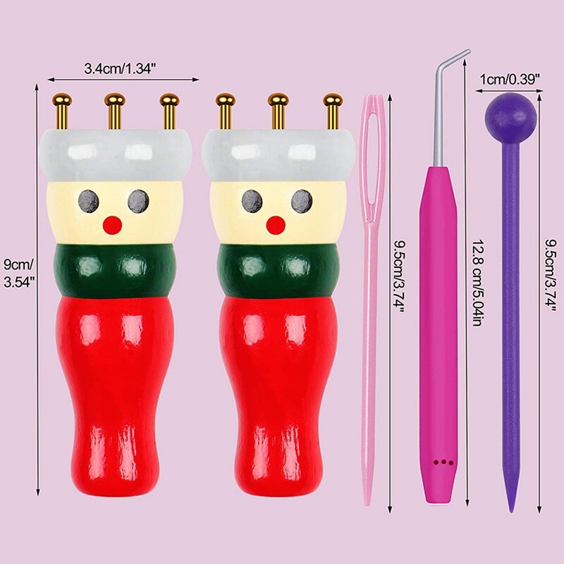 French Knitter Tool 2 Pack, Wooden Knitting Set Spool Knitting Doll