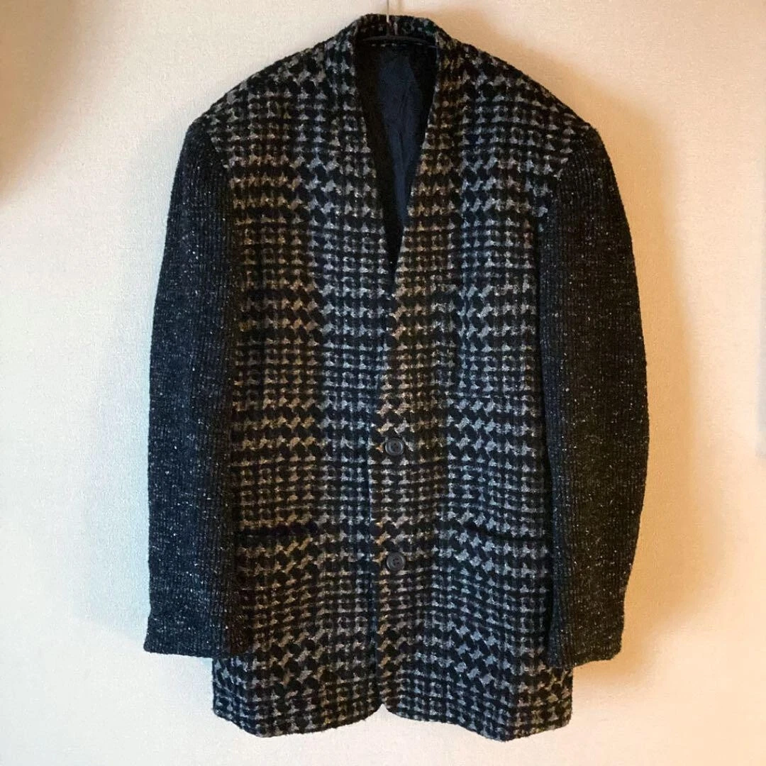 【Free Siz】issey miyake MEN Collarless Switch JKT 80's vintage archive Gray Blacl