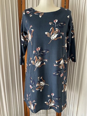 joules t shirt dress Joules T-Shirt Shift Dress Floral Women’s Size 12 Navy Blue 3/4 Sleeves  Pockets