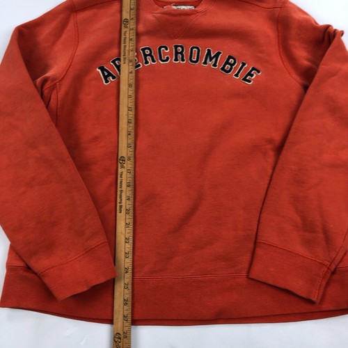 Y2K Abercrombie & Fitch Spell Out Crewneck Mens Sweatshirt Large Orange Vintage - Picture 4 of 9