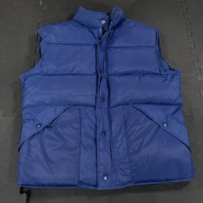 Vintage 80s 90s Down East Puffer Vest Medium Blue Down Feather Full Zip