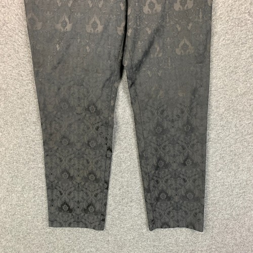 Pantalones para mujer Olivia Martin 12 ajustados delanteros planos rectos negros florales 33x28 - Imagen 3 de 12