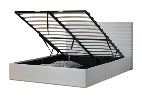 PRADA GAS LIFT DOUBLE QUEEN KING SIZE BLACK BROWN WHITE PU LEATHER BED FRAME - Picture 18 of 20