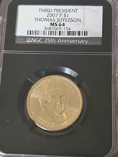 2007 P Thomas Jefferson Dollar NGC MS64 COLLECTIBLE COIN GRADED