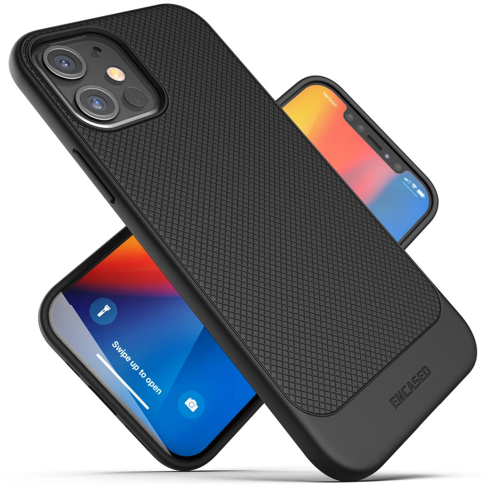 iPhone 12 / 12 Pro Case (Thin Armor) Slim Fit Flexible Grip Cover (Black)