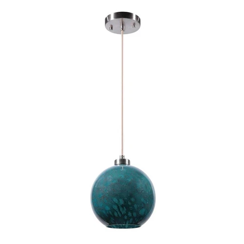 Uttermost Gemblue 1-Light Coastal Steel and Glass Mini Pendant in Blue/Nickel - Picture 5 of 14