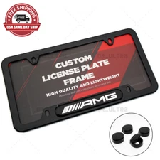 Gloss Black Front or Rear AMG Edition Logo Emblem License Plate Frame Cover Gift
