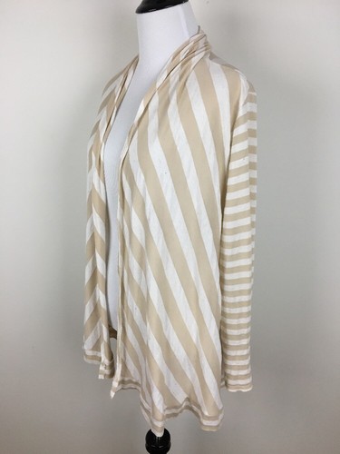 Beige Ivory Kimono Womens Cardigan Sz L Striped Fenn Wright Manson Open Front - Picture 4 of 9