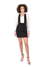 Abito Donna Elegante Corto Tubino e Camicia Vestito Slim Cerimonia Nero Bianco