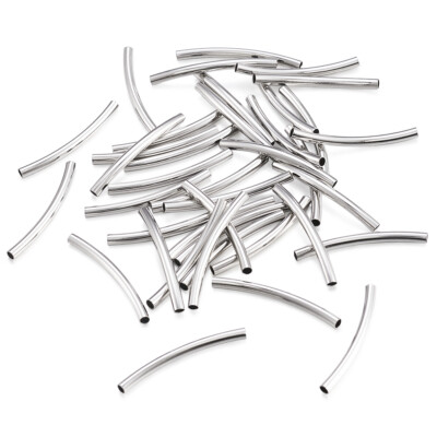 50x Gebogene Messing Rohr Perlen Platin Farbe Nickelfrei Nudel Perlen Spacer