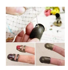 Piece Vintage Metal Knitting Thimble With Polka Dot Design - Finger Guard For P