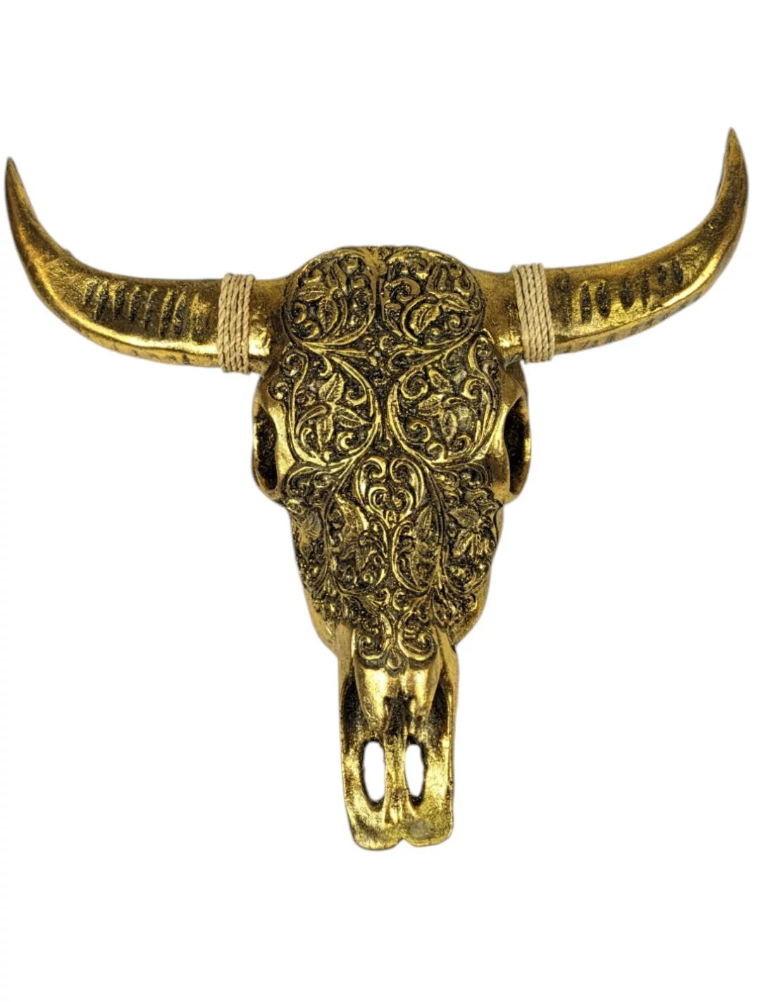 Tête de buffle sculptée dorée statuette murale pour créer une ambiance chaleureuse