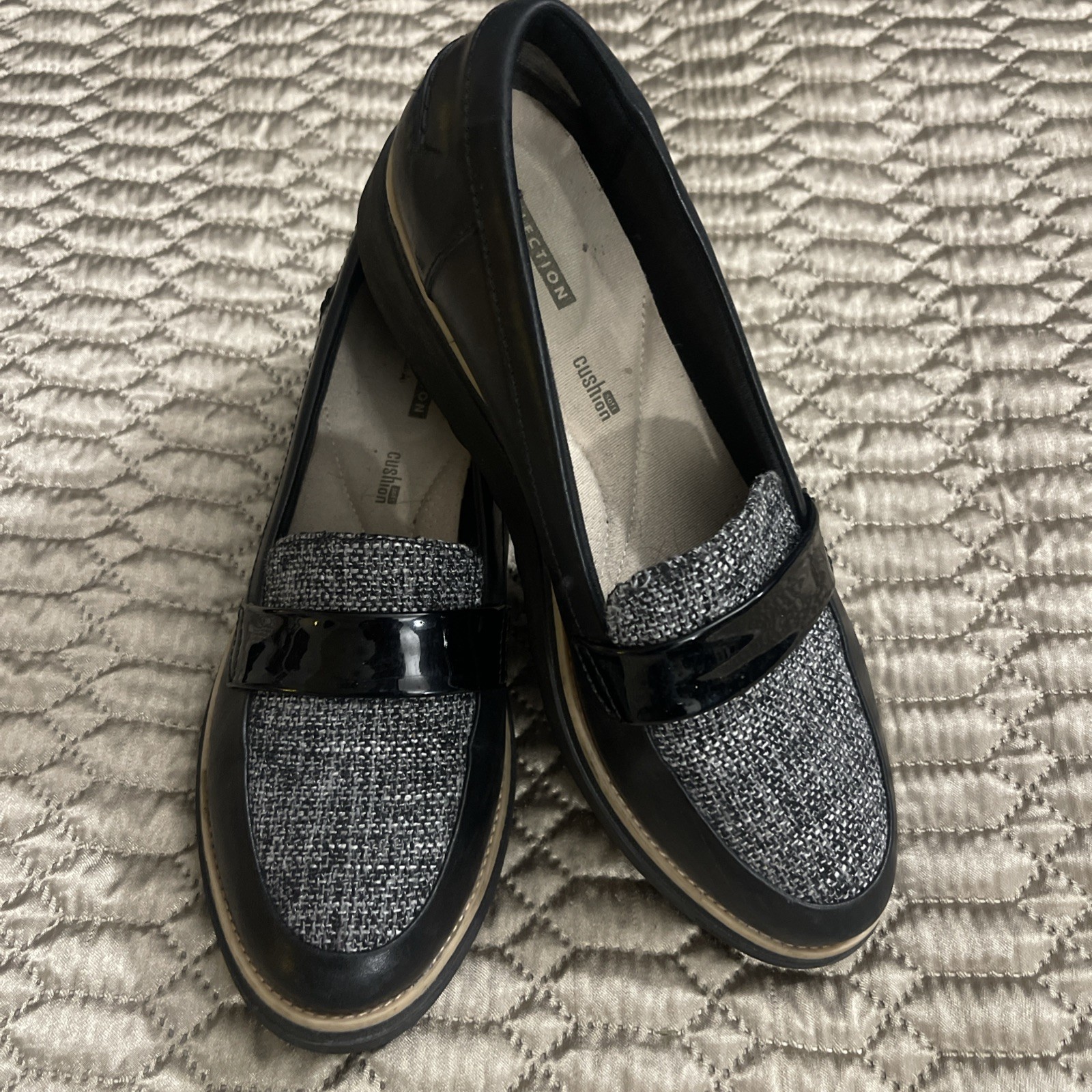 Clarks Sharon Gracie Loafers Black Patent Leather Comfort Dress Shoes Womens 8