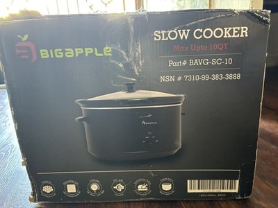 Big Apple 10 Qt Slow Cooker with Ceramic Pot, Dishwasher Safe