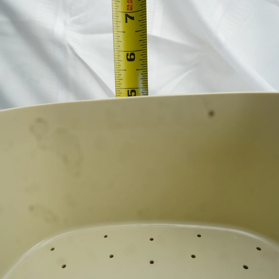 VTG Tupperware Square Colander Bowl Rice Steamer Set Yellow Cream With Lid - Image 3 of 4