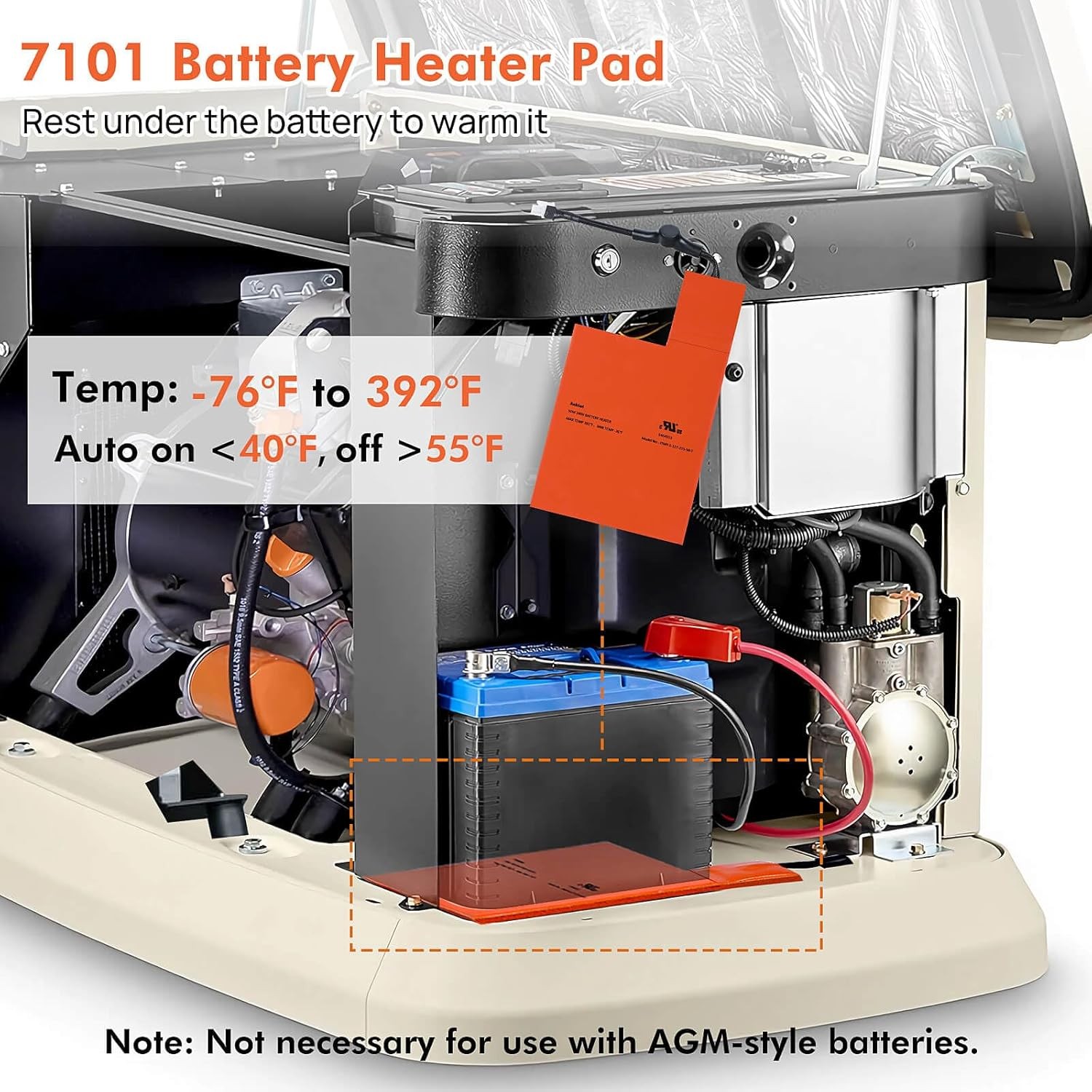 Battery Heater Pad for Generac Generator, Battery Warmer Pad for Generac 7101, C