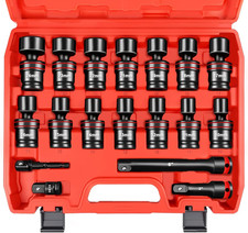18-piece 12 Drive Shallow Impact Universal Joint Socket Set Metric Swivel Soc 18-piece 12 Drive Shallow Impact Universal Joint Socket Set Metric Swivel Soc